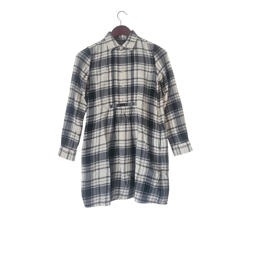 Polo Ralph Lauren Girls Plaid Cotton Flannel Shirtdress Sz M 8-10 Preppy Pockets